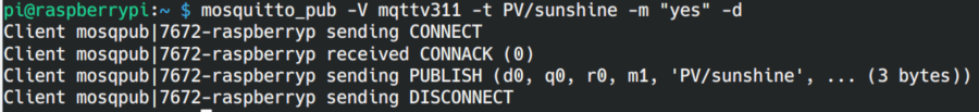 MQTT sub terminal output MQTT sub terminal output