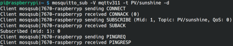 MQTT sub terminal output MQTT sub terminal output