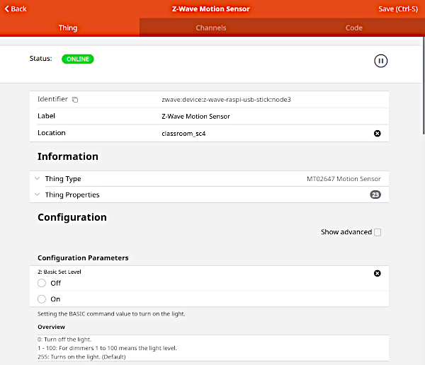 Z-wave config motion sensor Z-wave config motion sensor